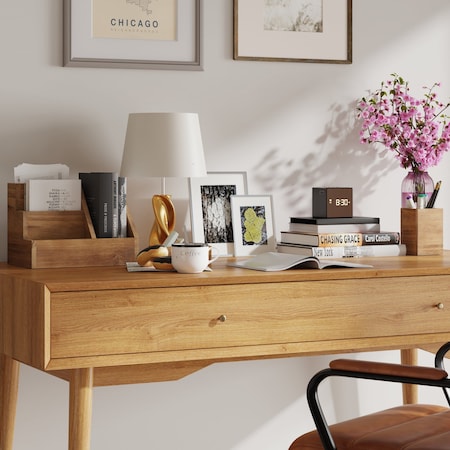 Flash Furniture 3PC Rustic Brown Wooden Desktop Organizer Set HFMHD-GDI-CRE8-402315-GG